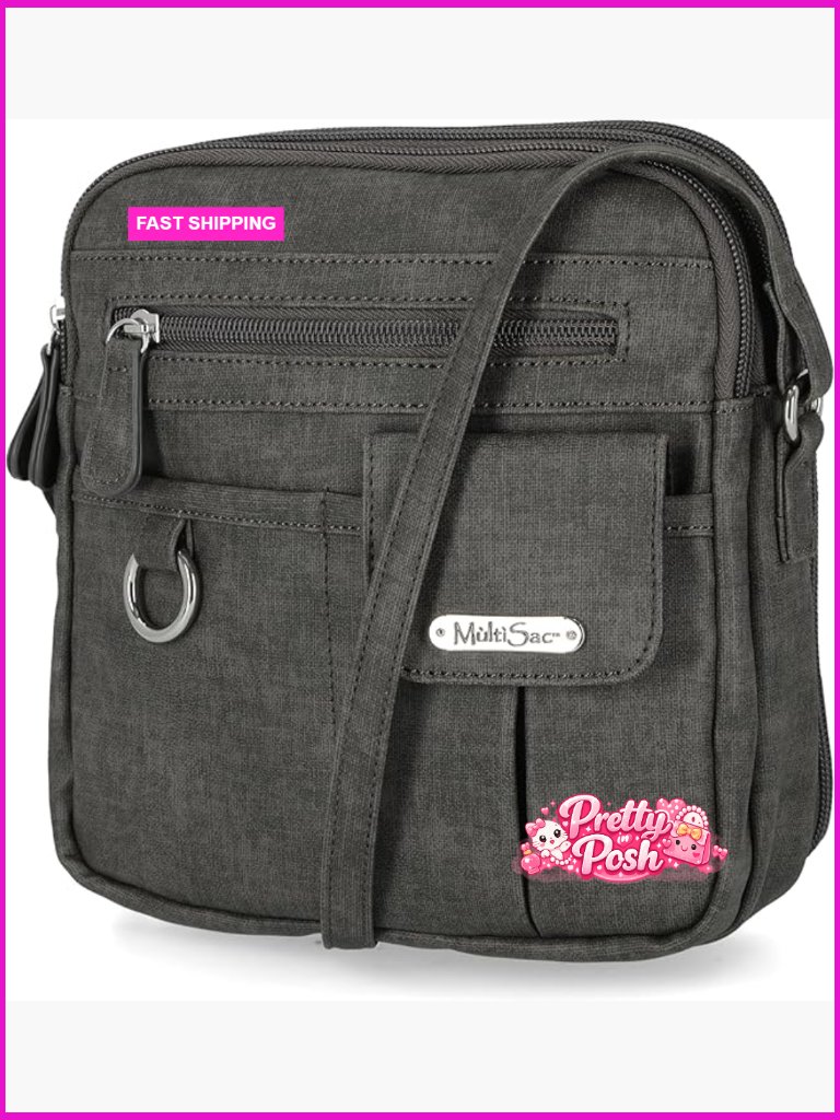 Faux Leather North South Mini Crossbody Bag With Multiple Pockets